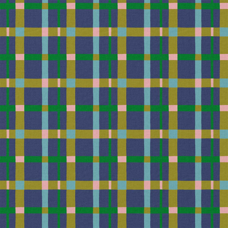 Algodón estampado FERNAND Azul / Verde